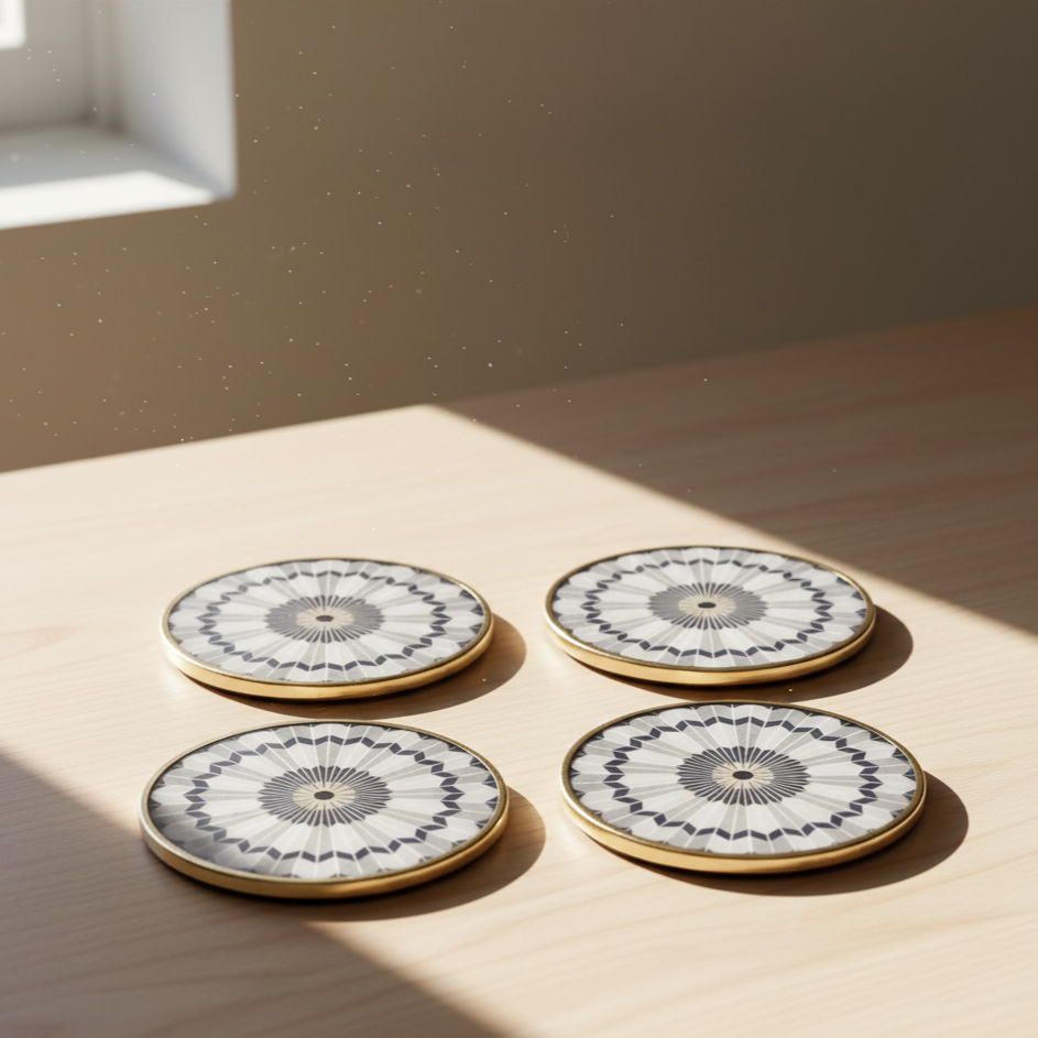 Tara Coasters (Blue/Grey Pattern)