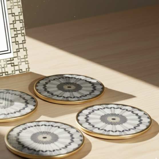 Tara Coasters (Blue/Grey Pattern)
